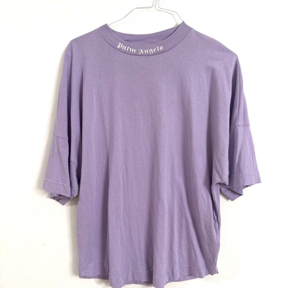 Unixsex Palm Angels Logo Graphic T-shirt Oversized Purple Short Sleeve - Picture 1 of 12